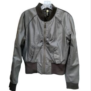 Apple Bottoms Faux Leather Bomber Jacket Women's Size XL Gray